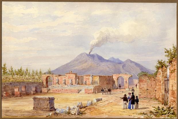 El Vesuvi des del fórum de Pompeia, Frances Arundal, cap a 1835. © The Trustees of the British Museum