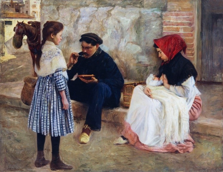 Detail of “The worker's lunch“, 1911, by Francesc Sardà