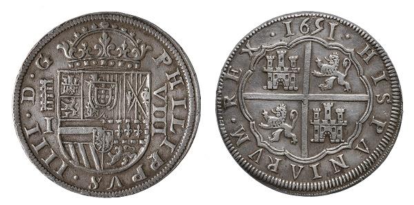 Felipe IV, 8 reales de Segovia, 1651. Museu Nacional
