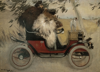 Ramon Casas. Ramon Casas y Pere Romeu en un automòbil, 1901.