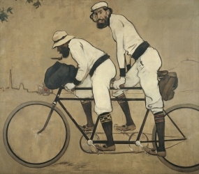 Ramon Casas. Ramon Casas y Pere Romeu en un tàndem, 1897.