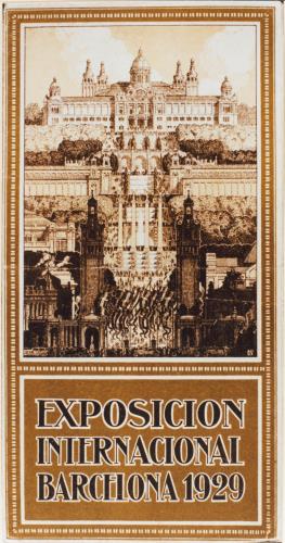 Imagen de la perspectiva principal de la Exposición Internacional de Barcelona según un folleto de propaganda