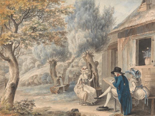 L’artista dibuixant a Mlle de Saint Legiere com a pastora, James Moore, 1787. ©Yale Center for British Art, Paul Mellon Fund