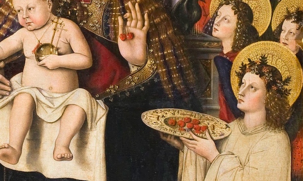 Maestro de la Porciúncula, Virgen de la Porciúncula (detalle), c. 1450, Museu Nacional d’Art de Catalunya