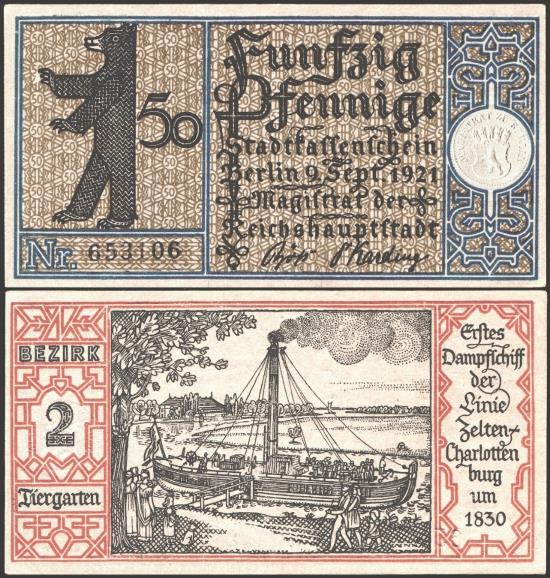 Prussian Province of Berlin , 50 pfennige, 1921