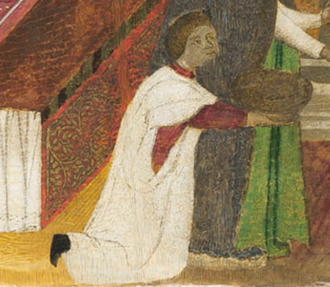 Detail of the schoolboy with the recipient
