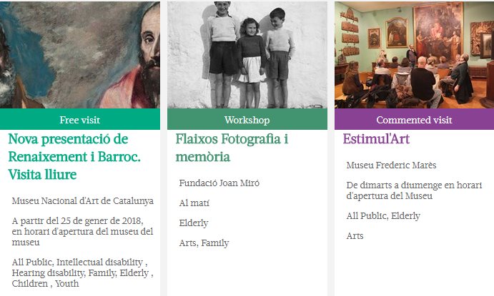 A screenshot of the activities and exhibitions from the program Apropa Cultura