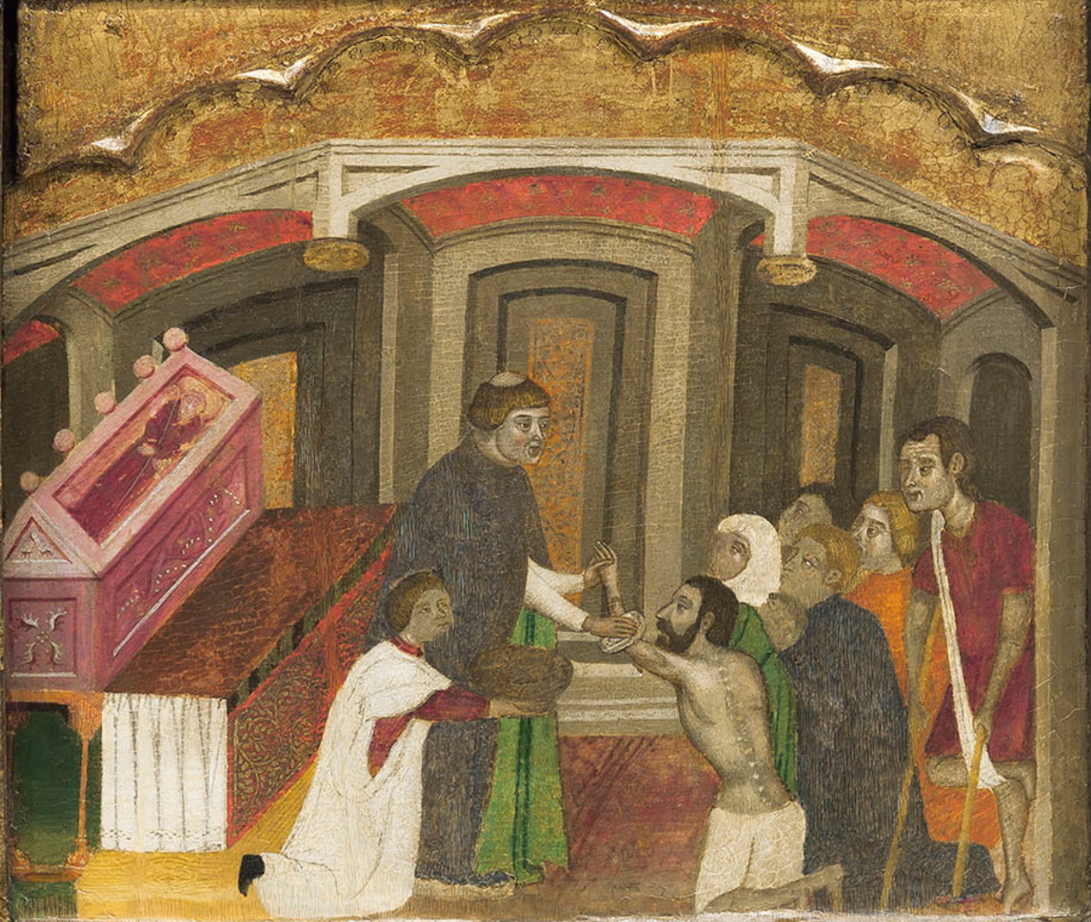 Retaule de sant Antoni Abat, Mestre de Rubió, cap a 1360-1375 (detall)